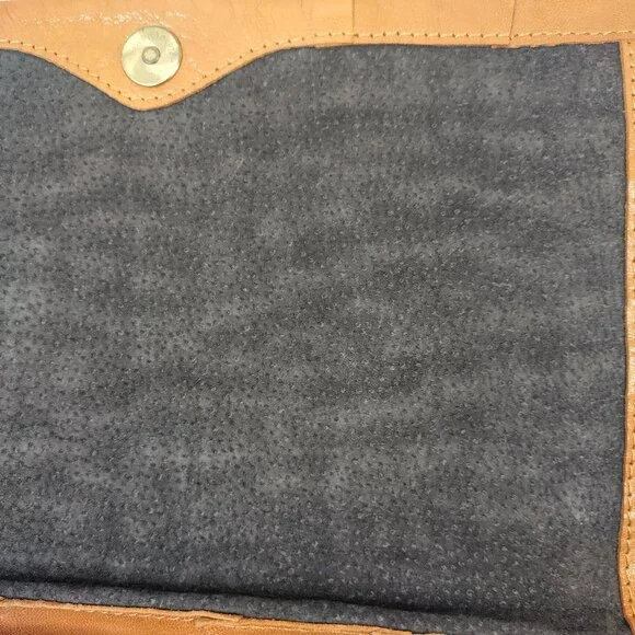 Akira Black Label Tan Leather Ruffled Clutch Purse w/Strap Small - Picture 7 of 13